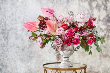 Yakın çekim. Güzel taze çiçekler Buket.