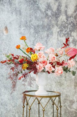 Yakın çekim. Güzel taze çiçekler Buket.