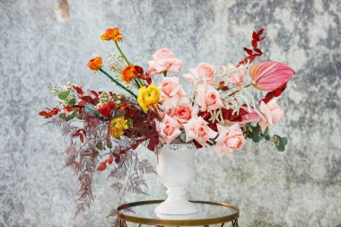 Yakın çekim. Güzel taze çiçekler Buket.