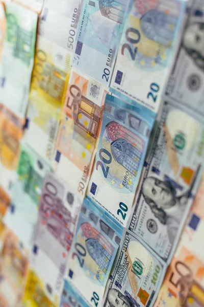 Dinero Efectivo Euro Dólares Americanos — Foto de Stock