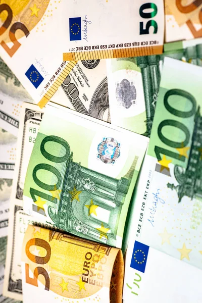 Money Cash Euro Amerykańskiej Waluty Dolarów — Zdjęcie stockowe