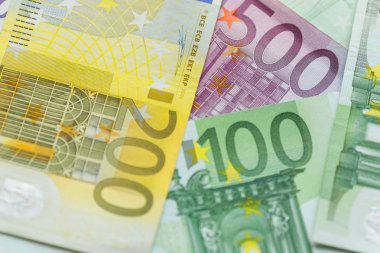 Euro para kapatın. farklı euro banknot. Euro nakit arka plan.