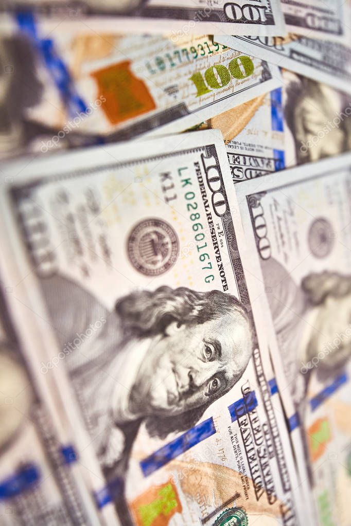 Money  close up. American dollar and euro bills.