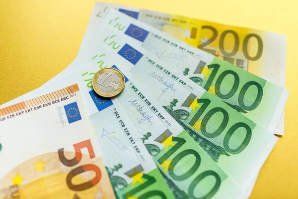 Geld Hautnah Amerikanische Dollar Und Euroscheine — Stockfoto