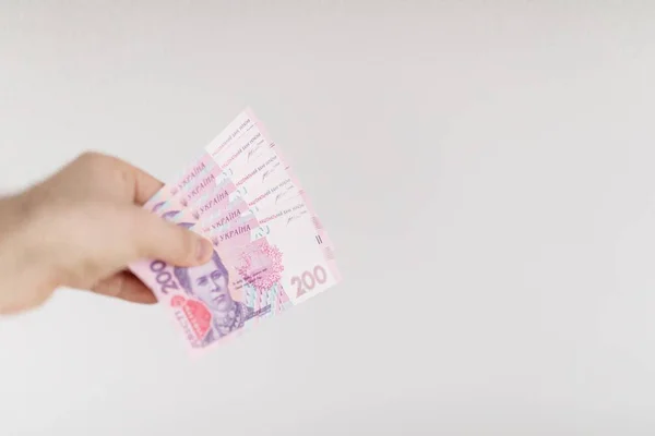 Geld Der Ukrainischen Griwna Männlicher Hand — Stockfoto