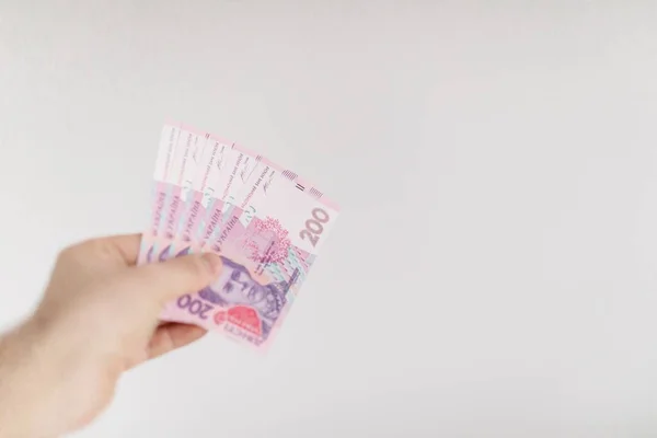 Geld Der Ukrainischen Griwna Männlicher Hand — Stockfoto
