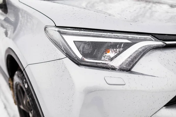 Light Metallic Cars Modern Luxury Car Headlights Exterior Detail — Stock Photo, Image