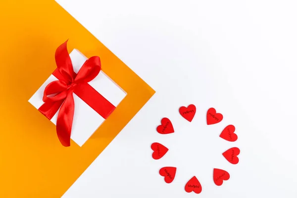 Tło Valentine Day Koncepcja Walentynki Miłość Walentynki Serca Gift Box — Zdjęcie stockowe