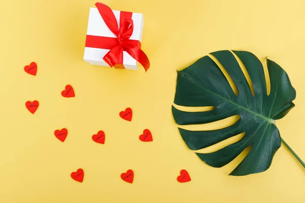 Tło Valentine Day Koncepcja Walentynki Miłość Walentynki Serca Gift Box — Zdjęcie stockowe