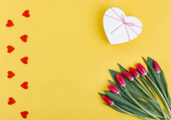 Conceito Dia Dos Namorados Tulipas Dia Dos Namorados Feriado Cartão — Fotografia de Stock