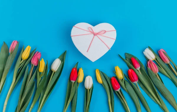 Conceito Dia Dos Namorados Tulipas Dia Dos Namorados Feriado Cartão — Fotografia de Stock