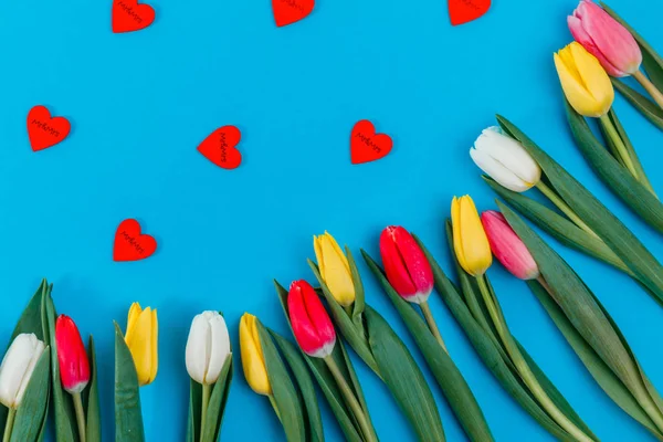 Conceito Dia Dos Namorados Tulipas Dia Dos Namorados Feriado Cartão — Fotografia de Stock