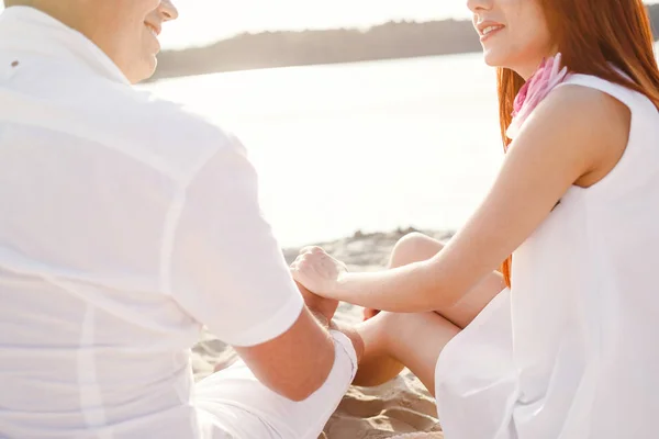 Glückliches Paar Strand Valentinstag Liebespaar — Stockfoto