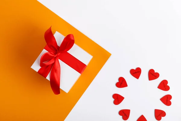 Tło Valentine Day Koncepcja Walentynki Miłość Walentynki Serca Gift Box — Zdjęcie stockowe