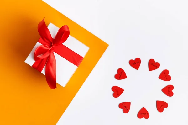 Tło Valentine Day Koncepcja Walentynki Miłość Walentynki Serca Gift Box — Zdjęcie stockowe