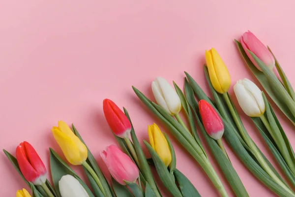 Concepto Flores Tulipanes Primavera Día San Valentín Día Mujer Día — Foto de Stock