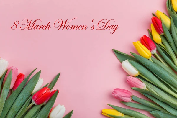 春のチューリップの花のコンセプトです バレンタインの日の女性の日 母の日 — ストック写真