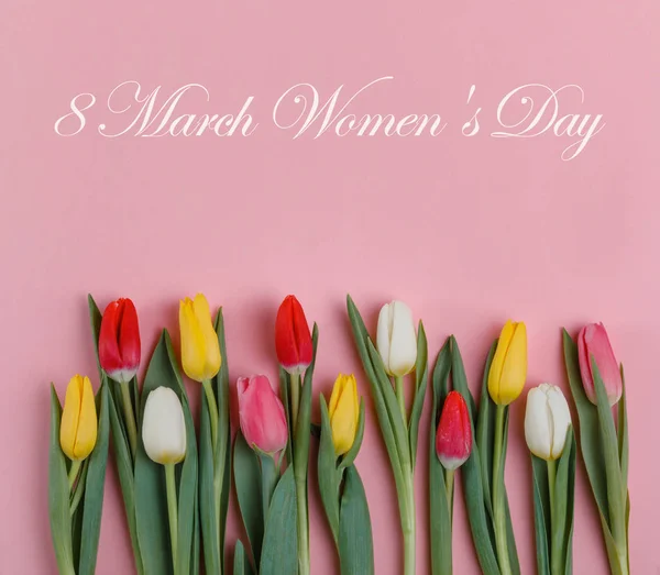 Våren Tulpaner Blommor Koncept Alla Hjärtans Dag Kvinnans Dag Morsdag — Stockfoto