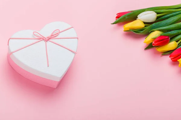 Koncepcja Kwiaty Tulipany Wiosna Walentynki Dzień Kobiet Dzień Matki — Zdjęcie stockowe
