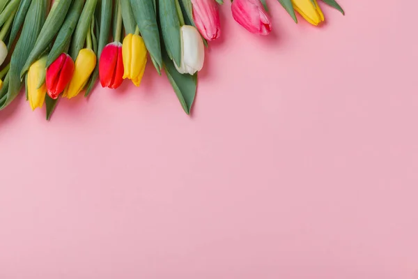 Concepto Flores Tulipanes Primavera Día San Valentín Día Mujer Día — Foto de Stock