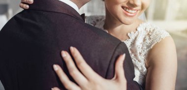 Düğün çifti, damat ve gelin düğün gününde birlikte.