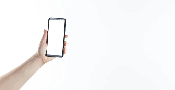 Zbliżenie Dłoni Pomocą Smart Telefonu — Zdjęcie stockowe