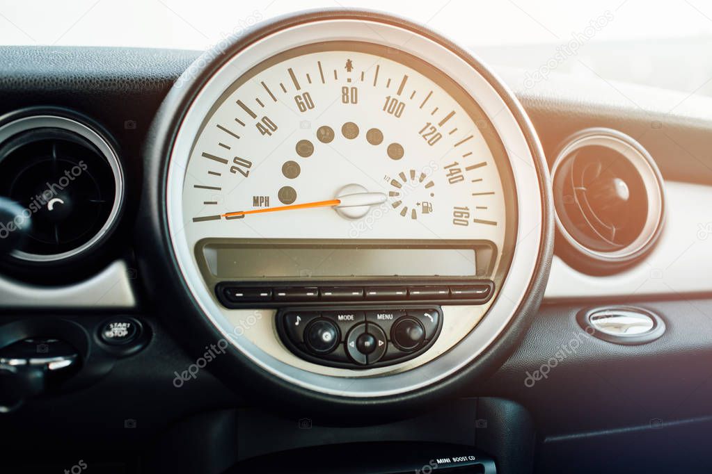 car interior detail. Modern car Interior.