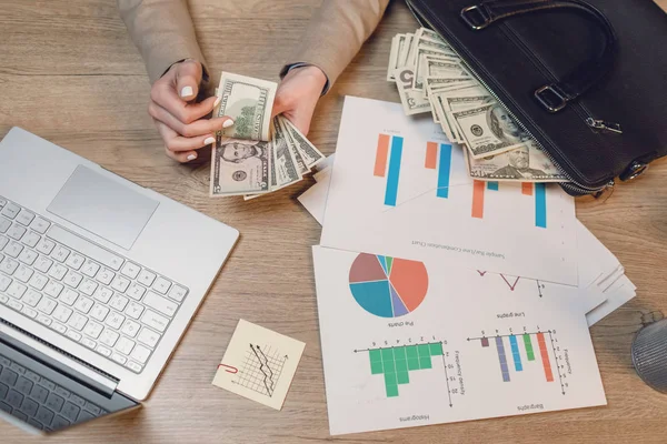 Businesswoman Cash Hand Holding Dollar Money — Stock Photo, Image