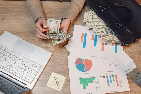 Businesswoman Cash Hand Holding Dollar Money — Stock Photo, Image