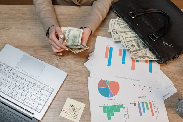 Businesswoman Cash Hand Holding Dollar Money — Stock Photo, Image