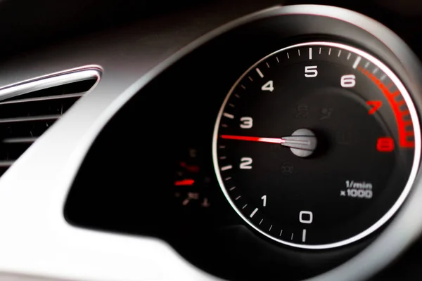 Équipements Intérieurs Voiture Luxe Tableau Bord Dans Voiture Compteur Vitesse — Photo