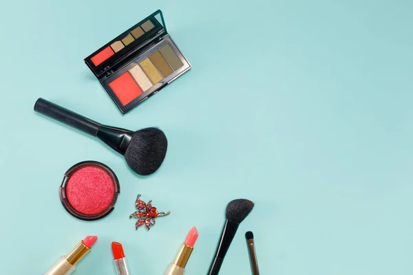 Mujer Accesorios Belleza Set Cosmético Maquillaje Moda Productos Maquillaje Con —  Fotos de Stock