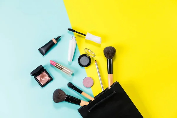 Woman Beauty Accessories. Fashion Makeup Cosmetic Set. Makeup products with cosmetic