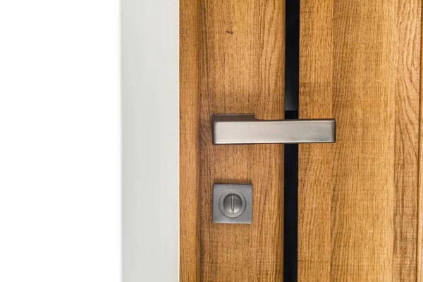 Gagang Pintu Gaya Pada Pintu Kayu Alami Elemen Pegangan Pintu — Stok Foto