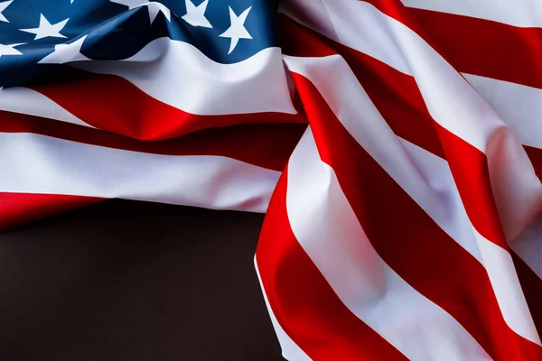 Amerikanska Flaggan Wave Close För Juli — Stockfoto