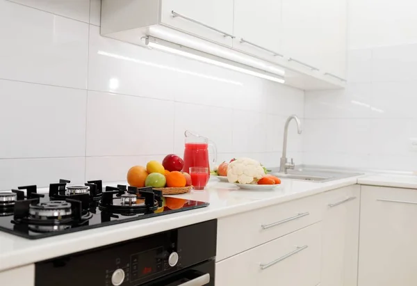 Interior Cocina Moderna Cocina Interior Con Frutas Verduras —  Fotos de Stock