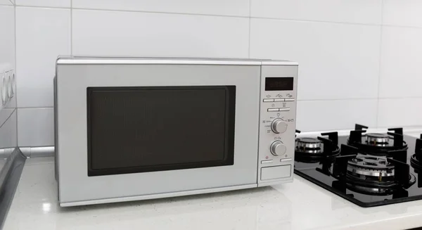 Cucina Moderna Interna Cucina Abitabile Con Forno Elettrico Microonde — Foto Stock