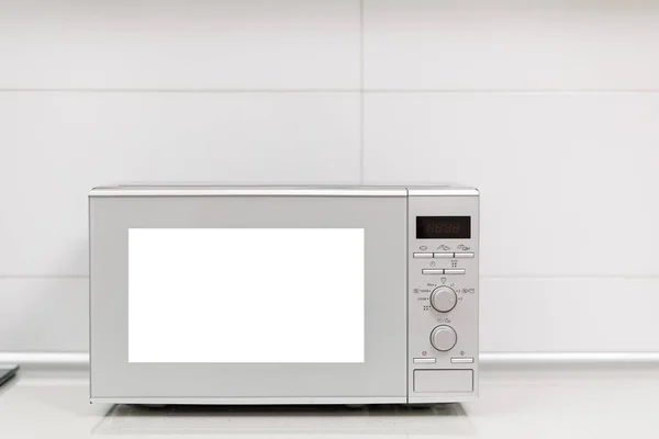 Современный Интерьер Кухни Кухня Электрической Микроволновой Печью — стоковое фото