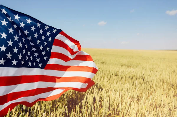 Vacaciones Patrióticas Niño Sosteniendo Bandera Americana Patriotas América Día Independencia — Foto de Stock