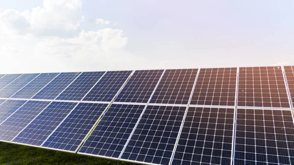 Nueva Energía Panel Solar Fuente Electricidad Alternativa Vista Aérea Paneles —  Fotos de Stock