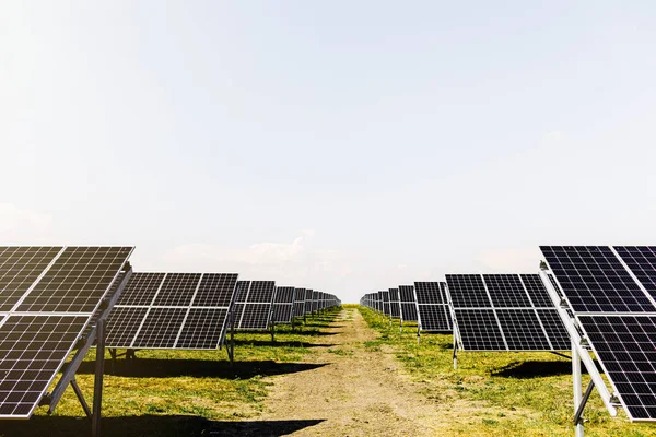 Neue Energie Sonnenkollektoren Sonnigen Tagen Alternative Stromquelle — Stockfoto