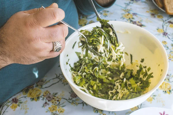 Rustik Bir Tablo Yaz Salatası — Stok fotoğraf