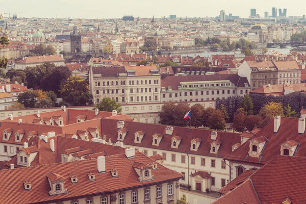 Beautiful view on Prague in autumn