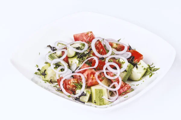 Plato Con Verduras Frescas Plato Blanco — Foto de Stock