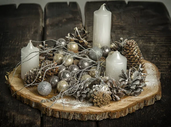 Festive scenery for Christmas and new year with a candle