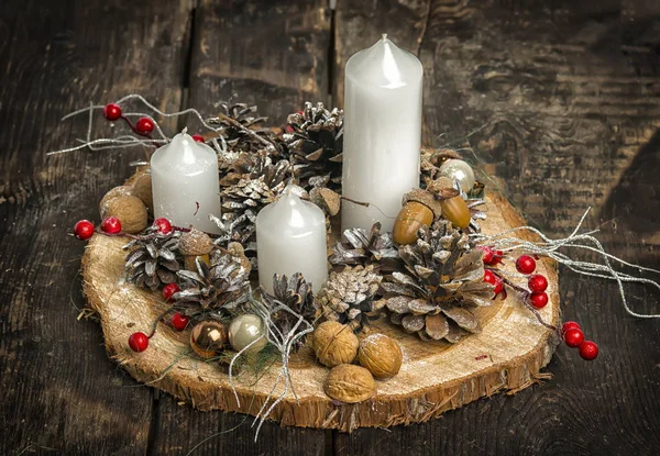 Festlig Landskap För Jul Och Nyår Med Ljus — Stockfoto