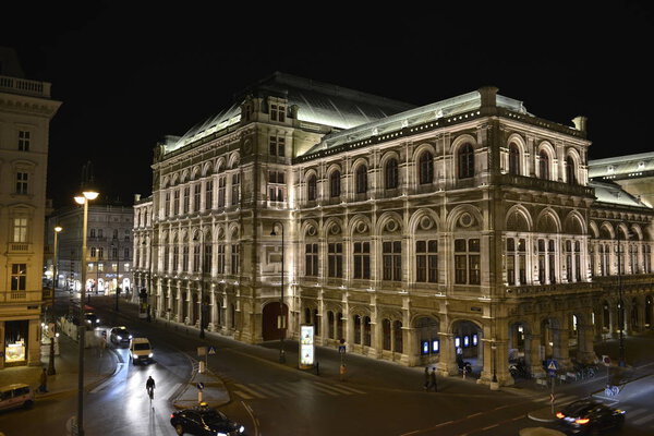 VIENNA, AUSTRIA - Arpil 13, 2018.Vienna 's State Opera House at night, Austria