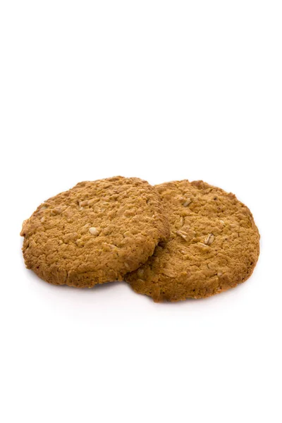 Cookies Βρώμης Που Απομονώνονται Λευκό Φόντο Θέση Για Κείμενο — Φωτογραφία Αρχείου