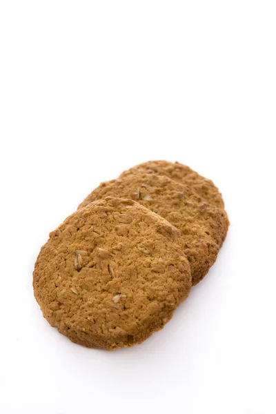 Cookies Βρώμης Που Απομονώνονται Λευκό Φόντο Θέση Για Κείμενο — Φωτογραφία Αρχείου