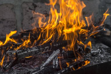 ahşap yangın Barbekü. Arka plan olarak resim